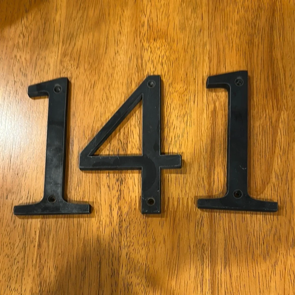 Metal address numbers 141. Matte black. Paintable. 5”.